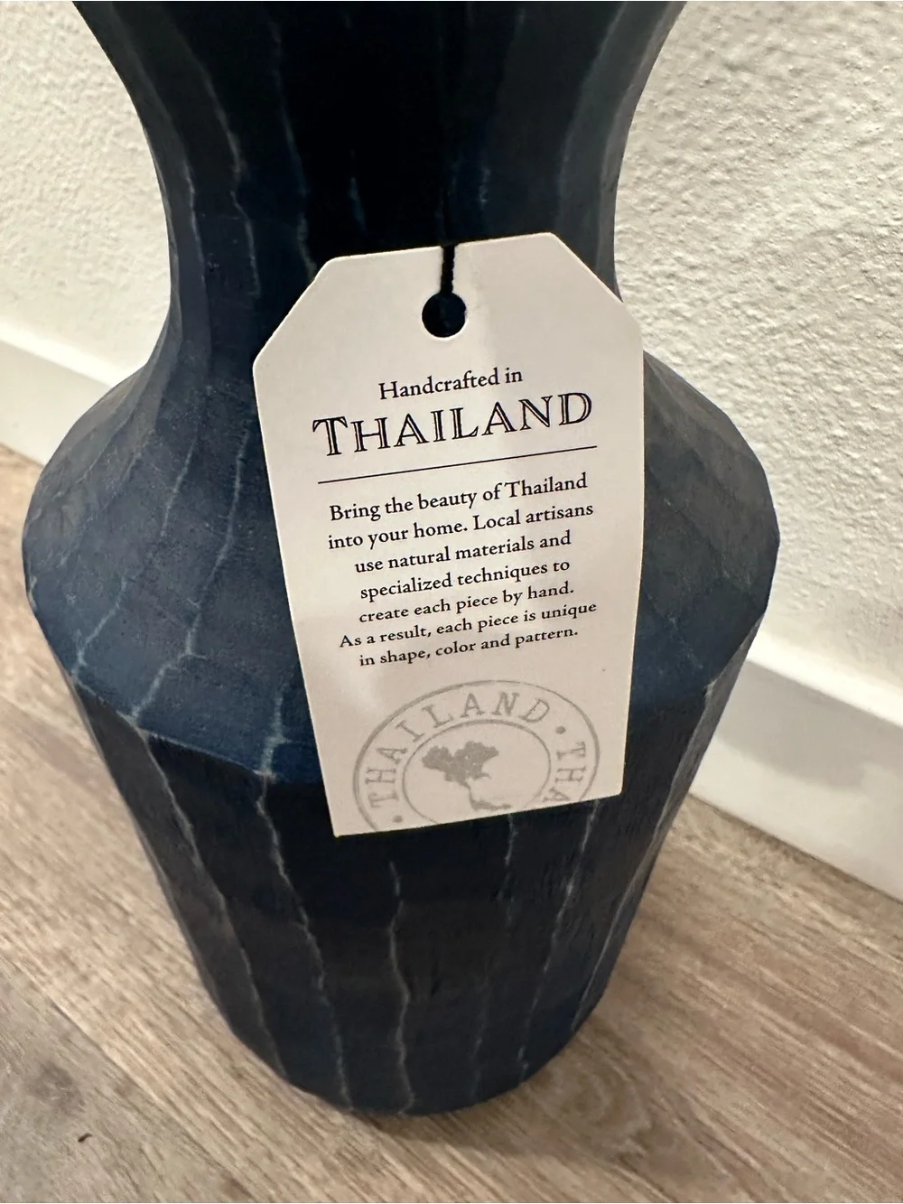 Handcrafted in Thailand Blue Vase